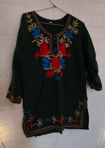 Embroidered Green Kurta