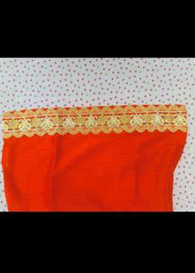 Orange Kurta with Gold Border