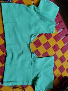 Beautiful Teal Blouse with Embellished Sleeves