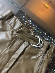 Olive Green Faux Leather Mini Skirt