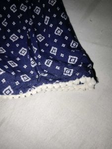 Blue Off-Shoulder Diamond Print Top
