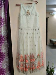 Orange Embroidered Kurta Set(2 piece set)