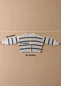 CREAM &amp; BLACK STRIPED RIBBED CREWNECK SWEATER