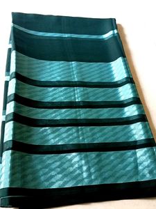 Elegant Teal & Black Striped Saree