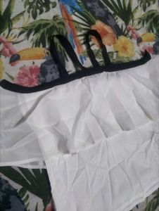 Chic White Cold Shoulder Top with Black Trim