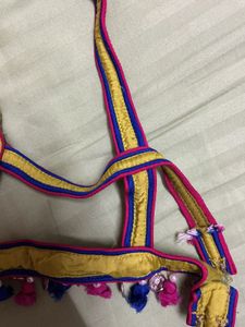 Embroidered Yellow Blouse with Tassels