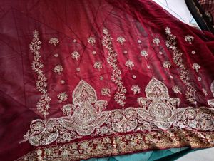 Maroon & Gold Embroidered Saree