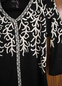 wollen Black Embroidered Designer Kurti