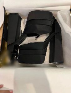 Black Platform Block Heels