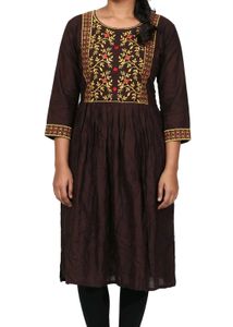 Embroidered Brown Kurta