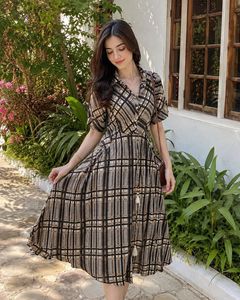 Checked Flared Dress(Xs) with gift