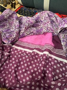 Elegant Purple Floral Print Saree