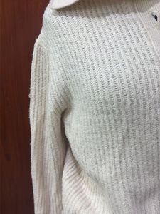 Cream Knit Button-Down Cardigan