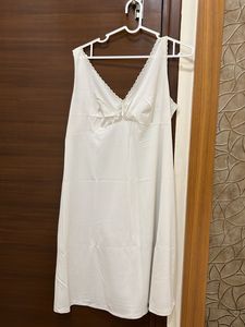 Elegant White Lace Trim Nighty