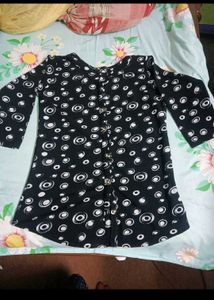 Stylish Black Kurta with White Circles