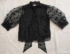 Sheer Polka Dot Button-Up Top