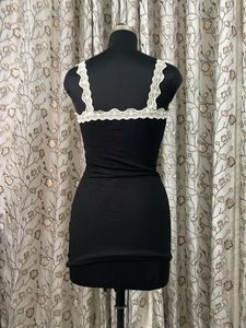 Black Mini Dress with Lace Straps