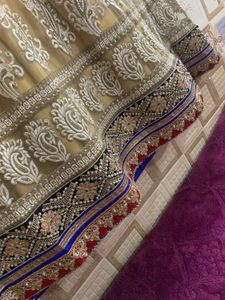 Red &amp; Gold Embroidered Anarkali Dress