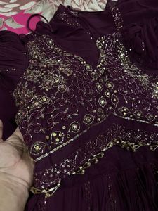 brand new Embellished gown with falling sleeves
