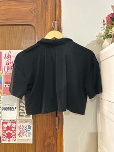 Black Cropped Polo Shirt