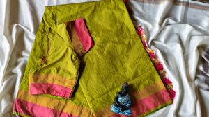 Beautiful Olive Green Saree with Tassels