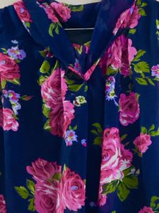 Navy Floral Sleeveless Top