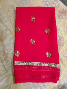 Stunning Red Embroidered Saree