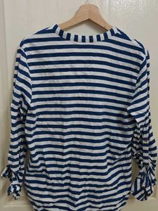 Zara striped V-Neck Button-Up Shirt