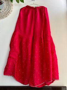 Rose Red Heavy handwork embroidered Sharara Set