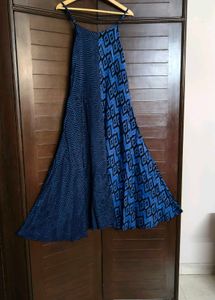 Svrnaa Blue Geometric Print Maxi Dress