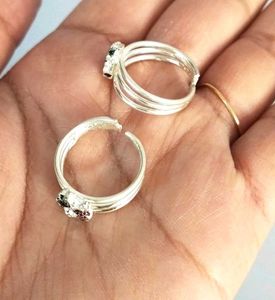 Silver Toe Rings with Flower Design