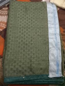 Elegant Olive Green Checkered Saree
