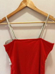 Unique Denim &amp; Red Cami Top