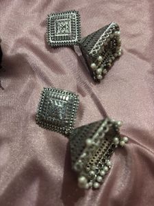 Oxidized Jhumka Earrings &amp; Bracelet 💕