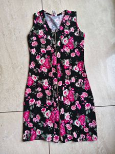 Floral Print Zipper Dress