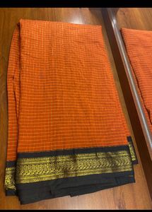 Cotton saree sungudi orange