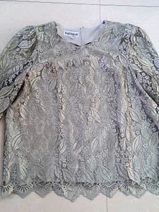 Elegant Lace Silver Greyish Tops