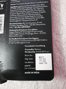 MyGlamm Super Lash Volumising Mascara (Black Shade