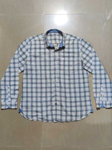 White Blue Checks Pure Cotton Shirt