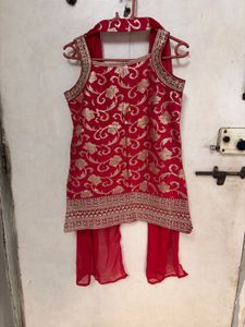 Red Embroidered Kurta Set with Dupatta