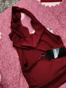 Burgundy Halter Neck Top