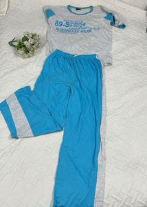 Comfortable Grey and Blue Pajama Set