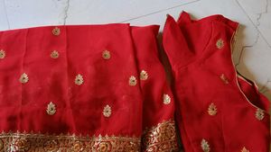 Stunning Red Embroidered Saree