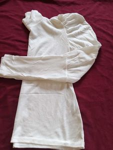 White turtleneck Puff Sleeve Top