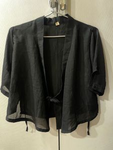 Sheer Black Kimono Style Blouse