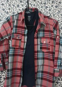 women's Plaid Long Sleeve Shirt with Inner Tee