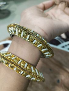 Elegant Gold &amp; Beaded Bangles, kangan