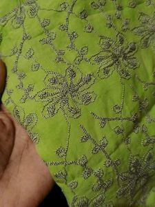 Parrot Green full Hnadloomed Kurti