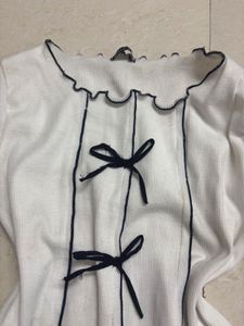 White Top with Black Bows