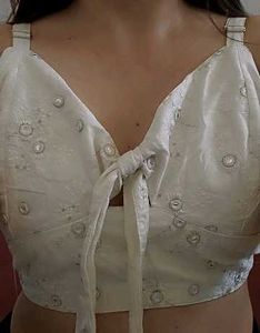 Embroidered Tie-Front Blouse